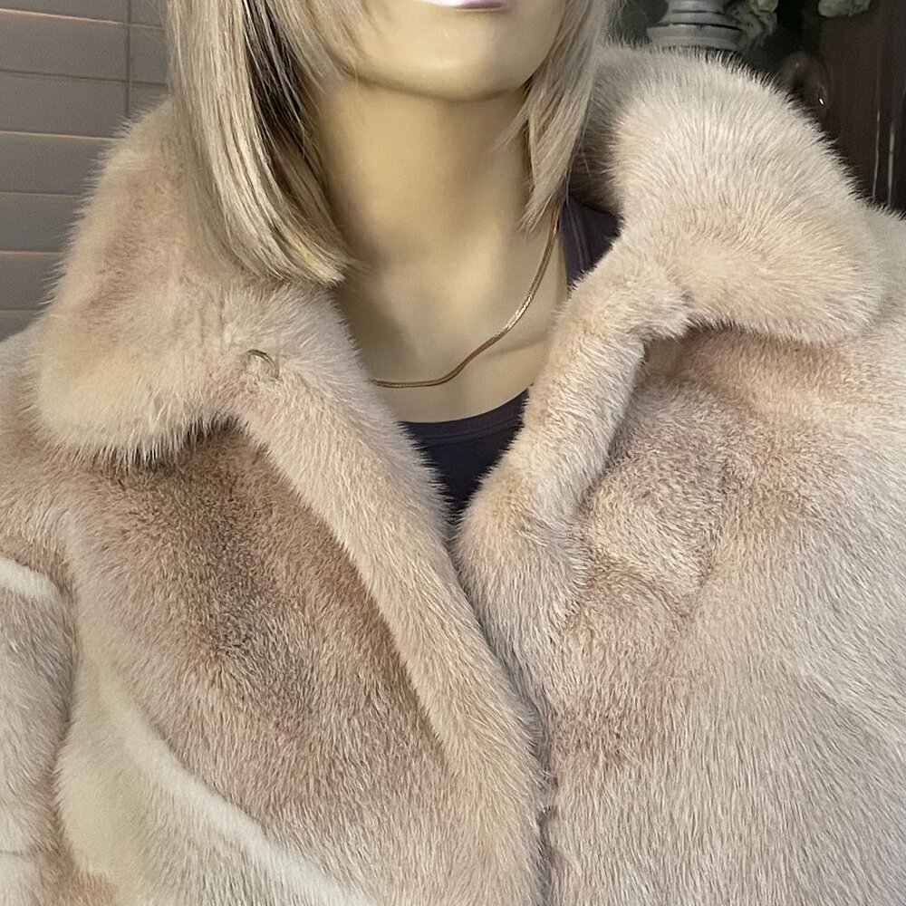 Women Beautiful Shadow Authentic Mink Fur 3/4 Coat Sz 10-12 - Picture 2 of 9
